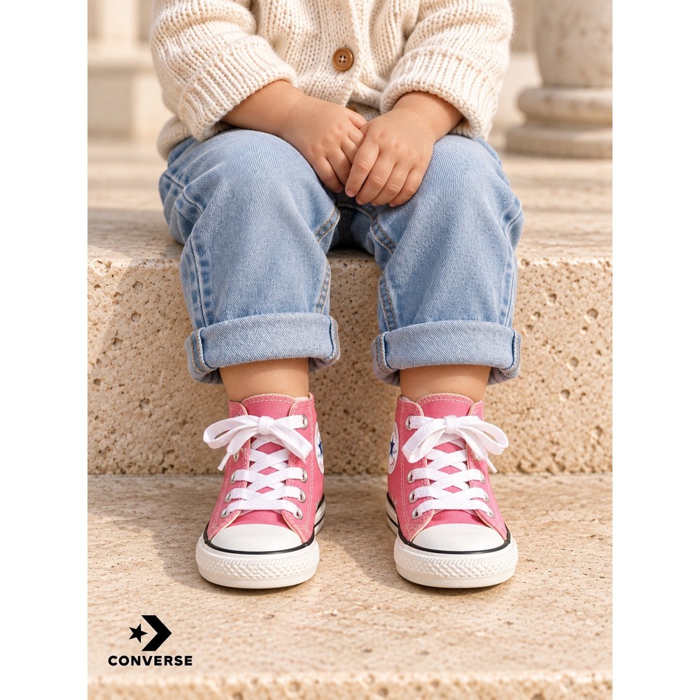 Converse Chuck Taylor All Star Infant Pink High Top Sneakers 7J234 Size 5C